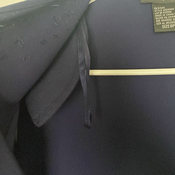 Navy evening west crop jacket with sheer sleeves & embroidered beading . Size 8P - Picture 4 of 5